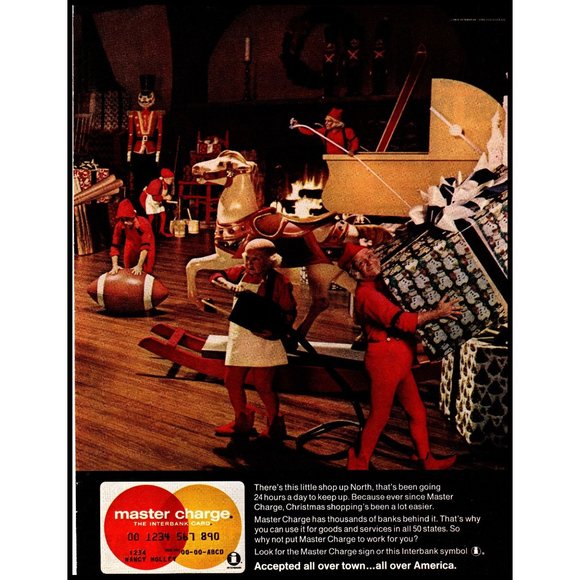 1970 Mastercard Master Charge Santa's Workshop Christmas 2 Page Vintage Print Ad - Picture 3 of 3